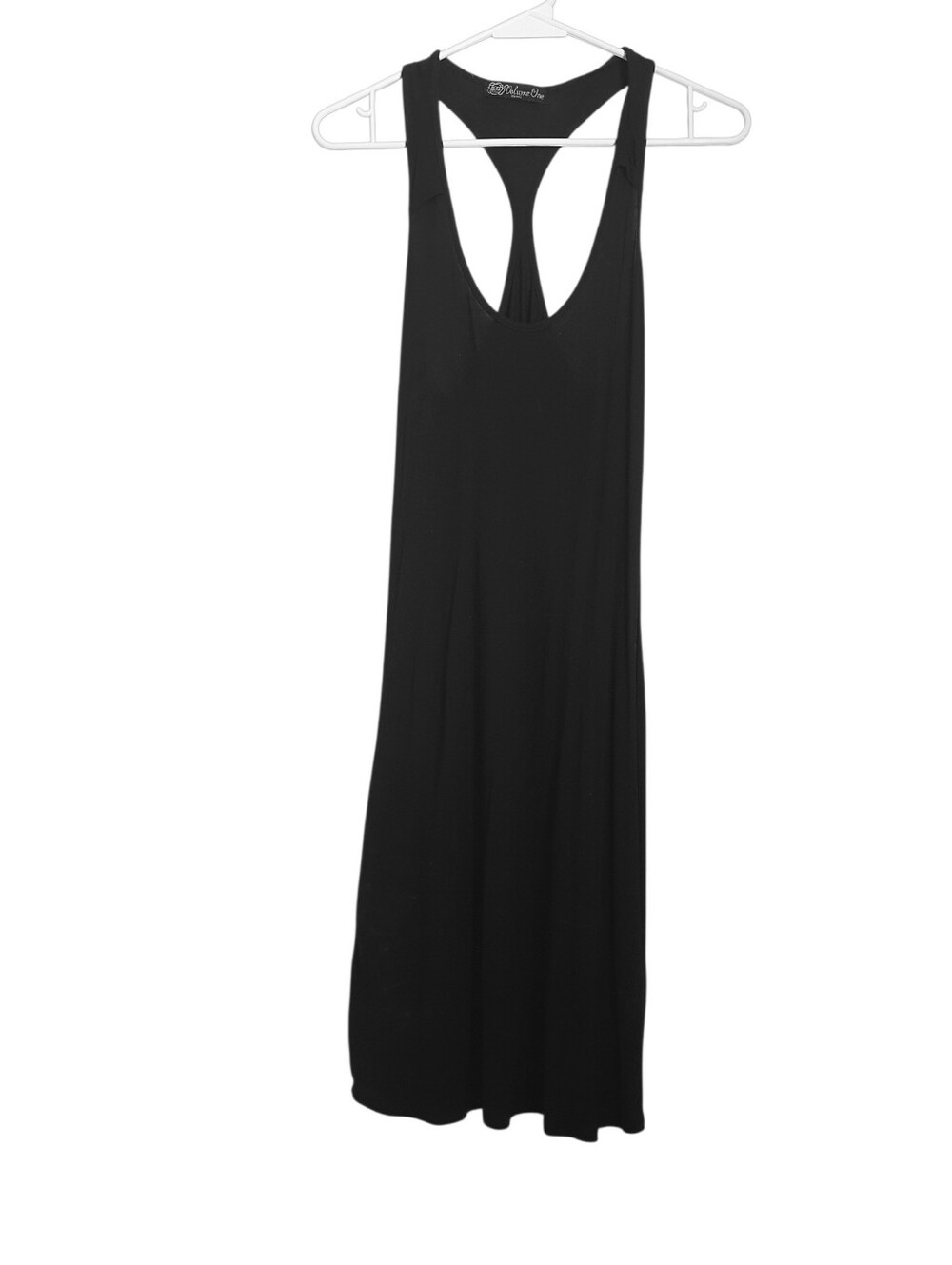 Volume One Stretch Racerback Midi Tank Dress Size Small Black